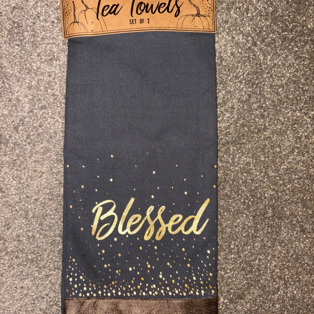 Blessed Tea Towels Set - Black and Gold